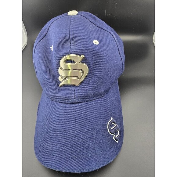 CJ Trading Other - Blue Baseball Cap With Metallic "S" Logo Embroidered Details & Adjustable Strap